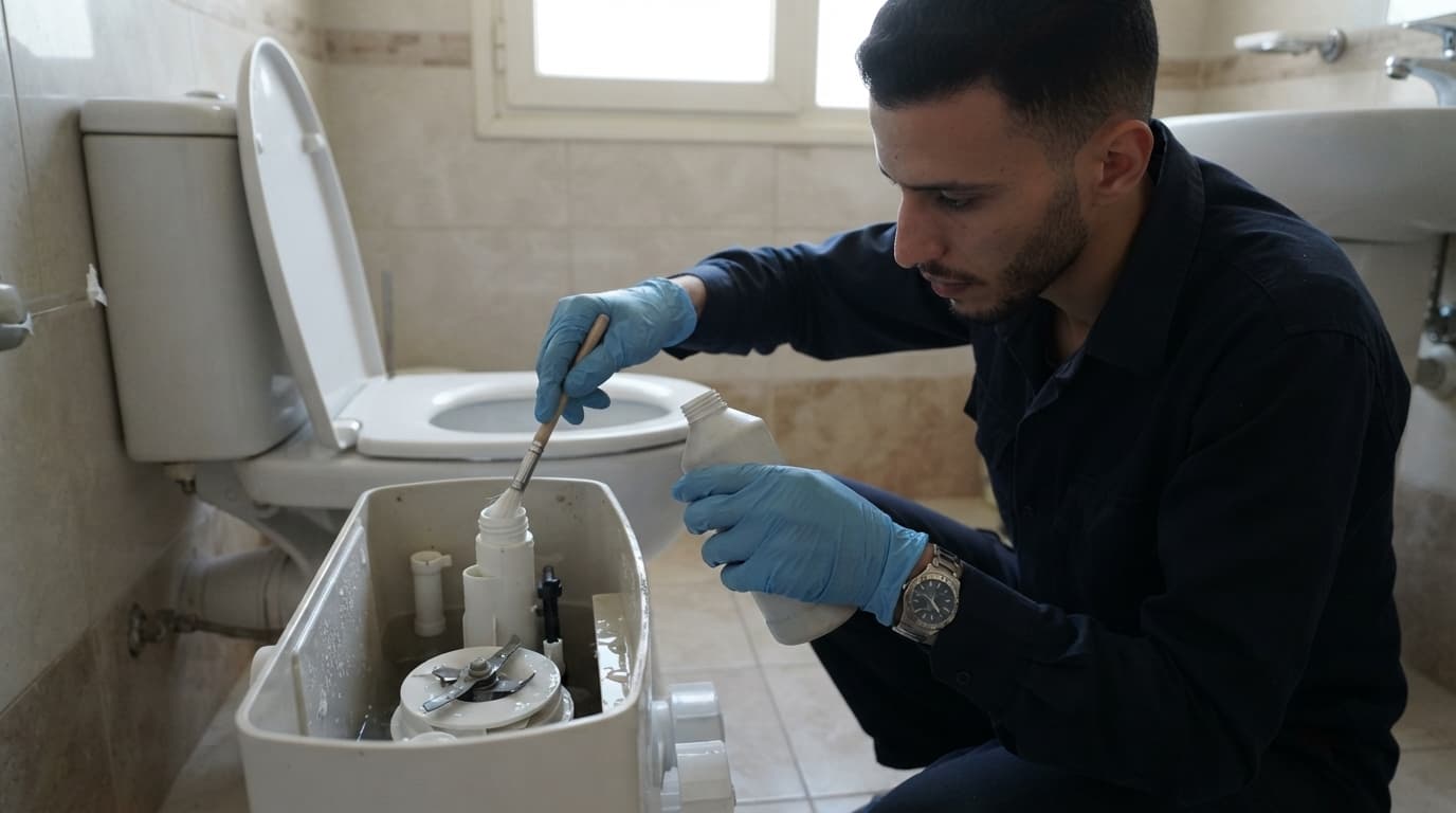 Retrait du bouchon & détartrage haute température - Retrait du bouchon et nettoyage approfondi de la cuve des toilettes