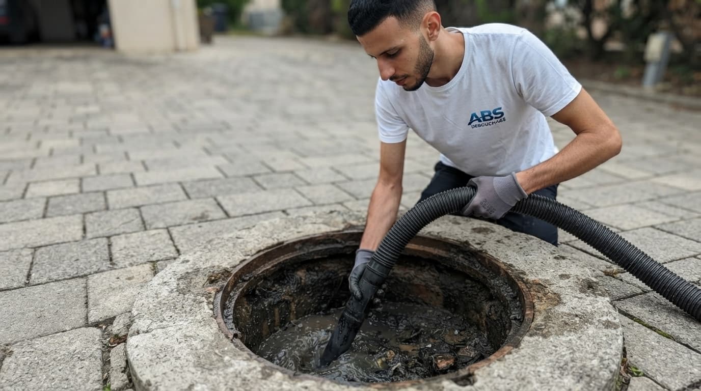 Aspiration et curage des boues résiduelles - Curage et nettoyage du collecteur en béton et canalisation d'égout